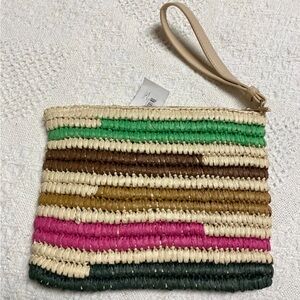 NEW Straw beach clutch purse pouch summer handbag NWT multicolor